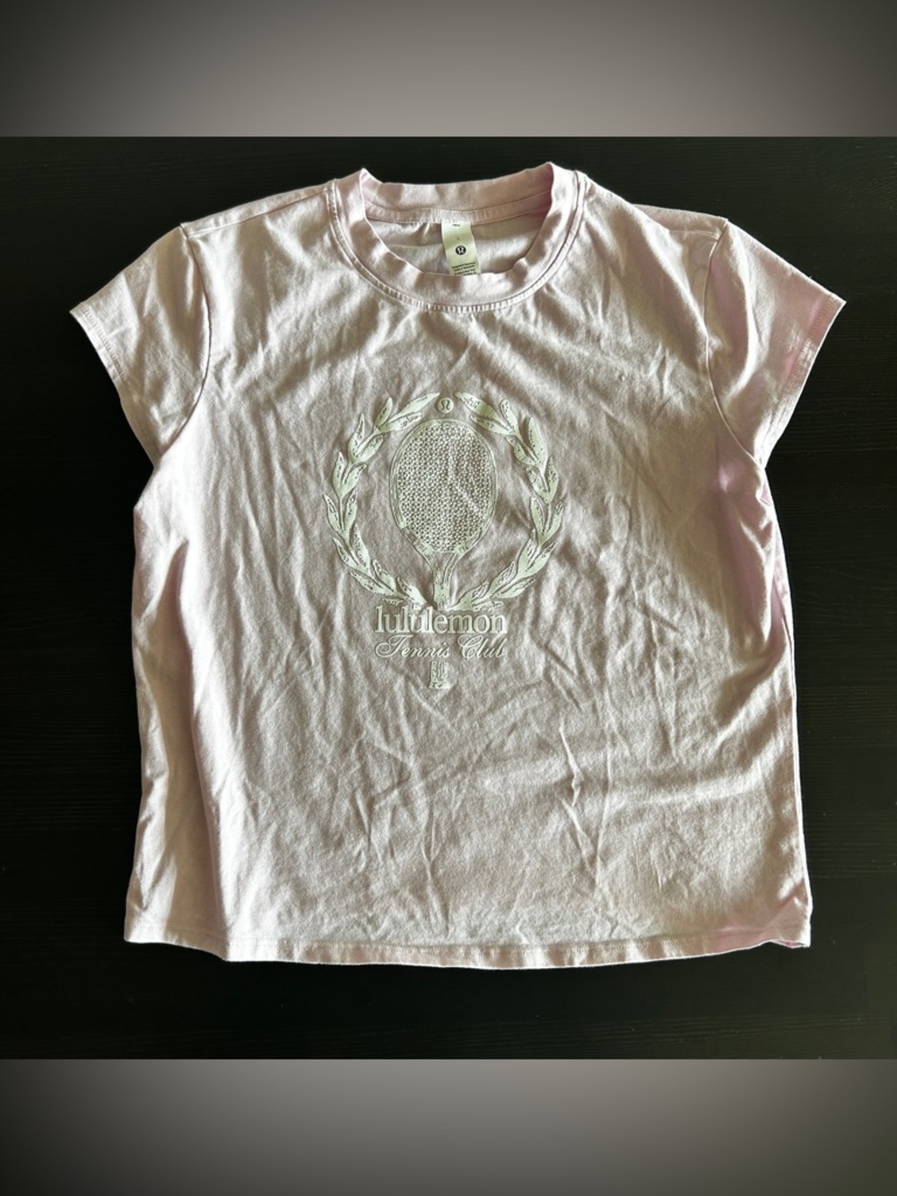 Organic Cotton Baby Tee *Tennis Club -- Pink Organza/White (Size L)